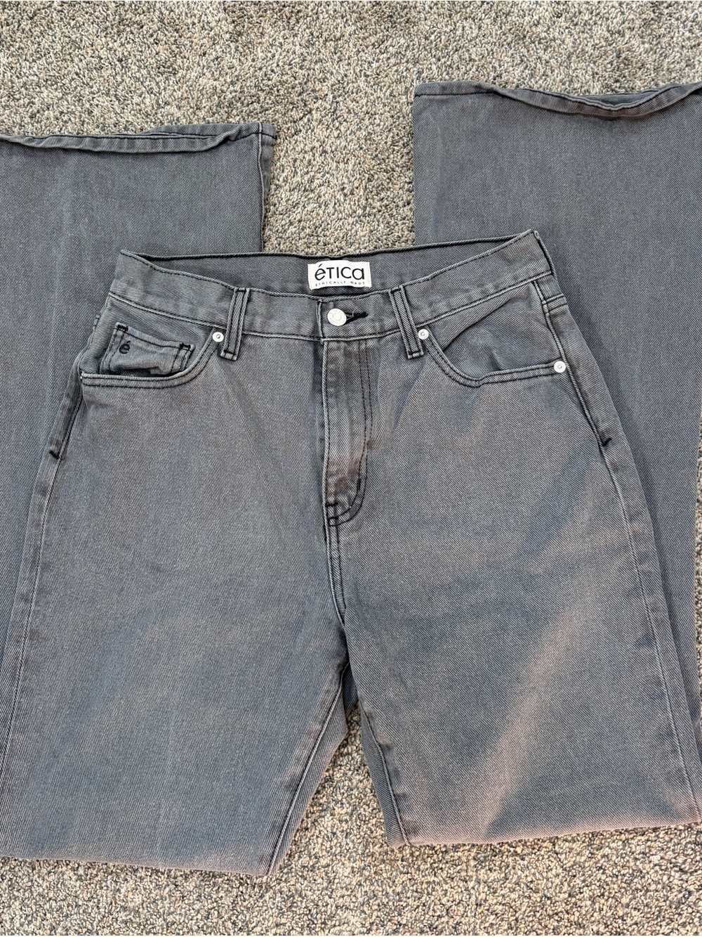 Etica Flare Jeans - Washed Charcoal Gray